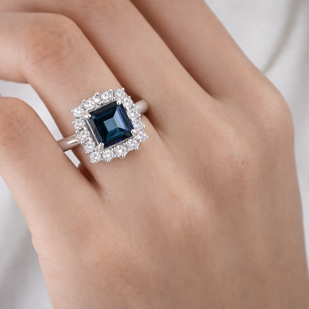 Anello - 18 carati Oro bianco - 2.31ct. tw. Topazio - Diamante