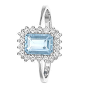 Anello - 18 carati Oro bianco - 1.08ct. tw. Acquamarina - Diamante