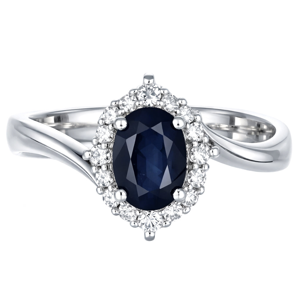 Anello - 18 carati Oro bianco - 1.40ct. tw. Zaffiro - Diamante