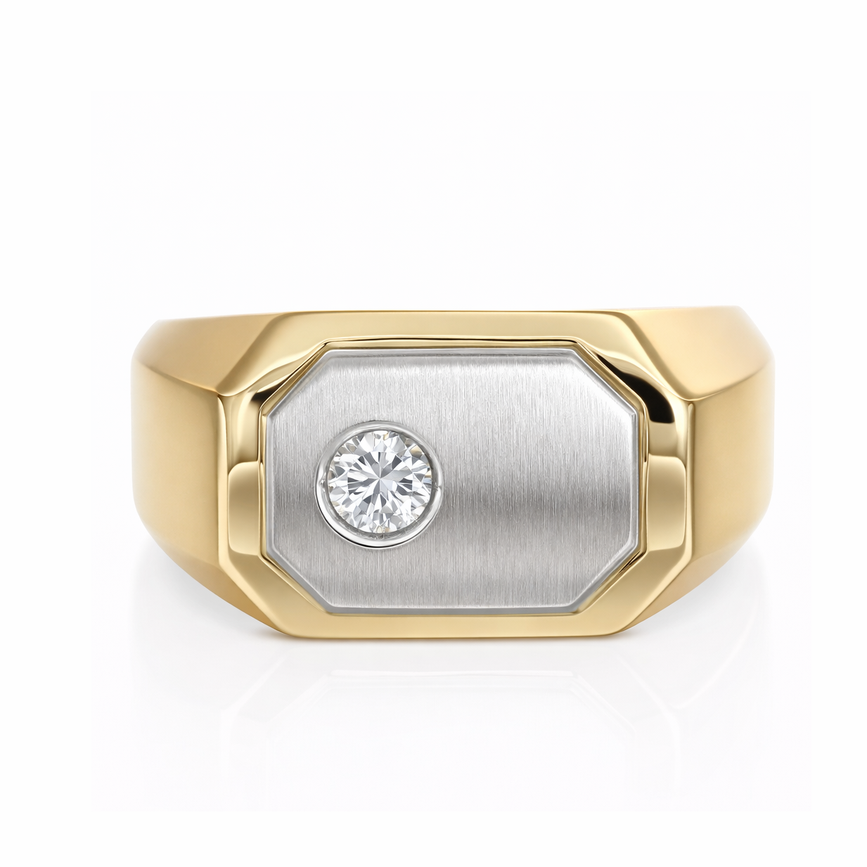 Anello - 18 carati Oro giallo, Oro bianco - 0.15ct. tw. Diamante (Naturale)