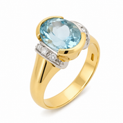 Anello - 18 carati Oro giallo, Oro bianco - 3.06ct. tw. Acquamarina - Diamante - Made in Italy - Handmade