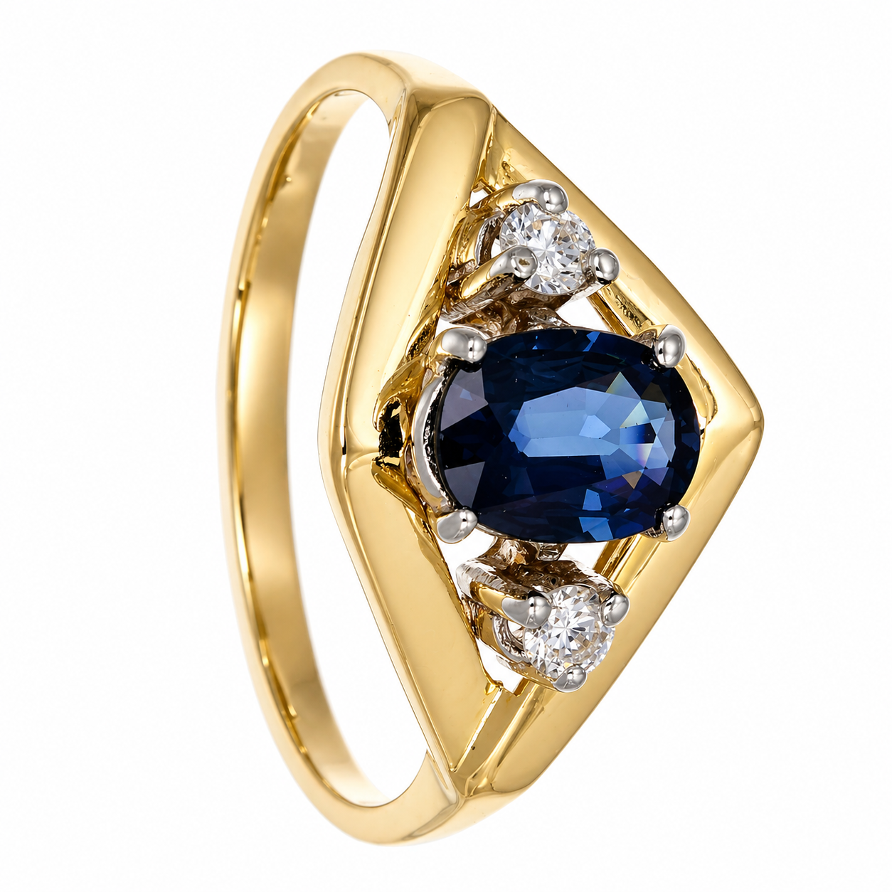 Anello - 18 carati Oro giallo, Oro bianco - 0.67ct. tw. Zaffiro - Diamante - Made in Italy - Handmade