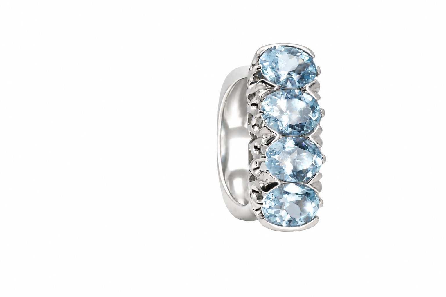 Anello - 18 carati Oro bianco - 5.00ct. tw. Acquamarina