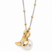 Collana - 18 carati Oro bianco, Oro giallo - 0.015ct. tw. Diamante (Naturale) - Perla - Perla Tahiti 14.30 mm