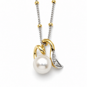 Collana - 18 carati Oro bianco, Oro giallo - 0.015ct. tw. Diamante (Naturale) - Perla - Perla Tahiti 14.30 mm