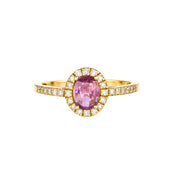 Anello - 18 carati Oro giallo - 1.03ct. tw. Tormalina - Diamante