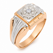 Anello - 18 carati Oro bianco, Oro giallo - 0.08ct. tw. Diamante (Naturale) - Made in Italy - Handmade