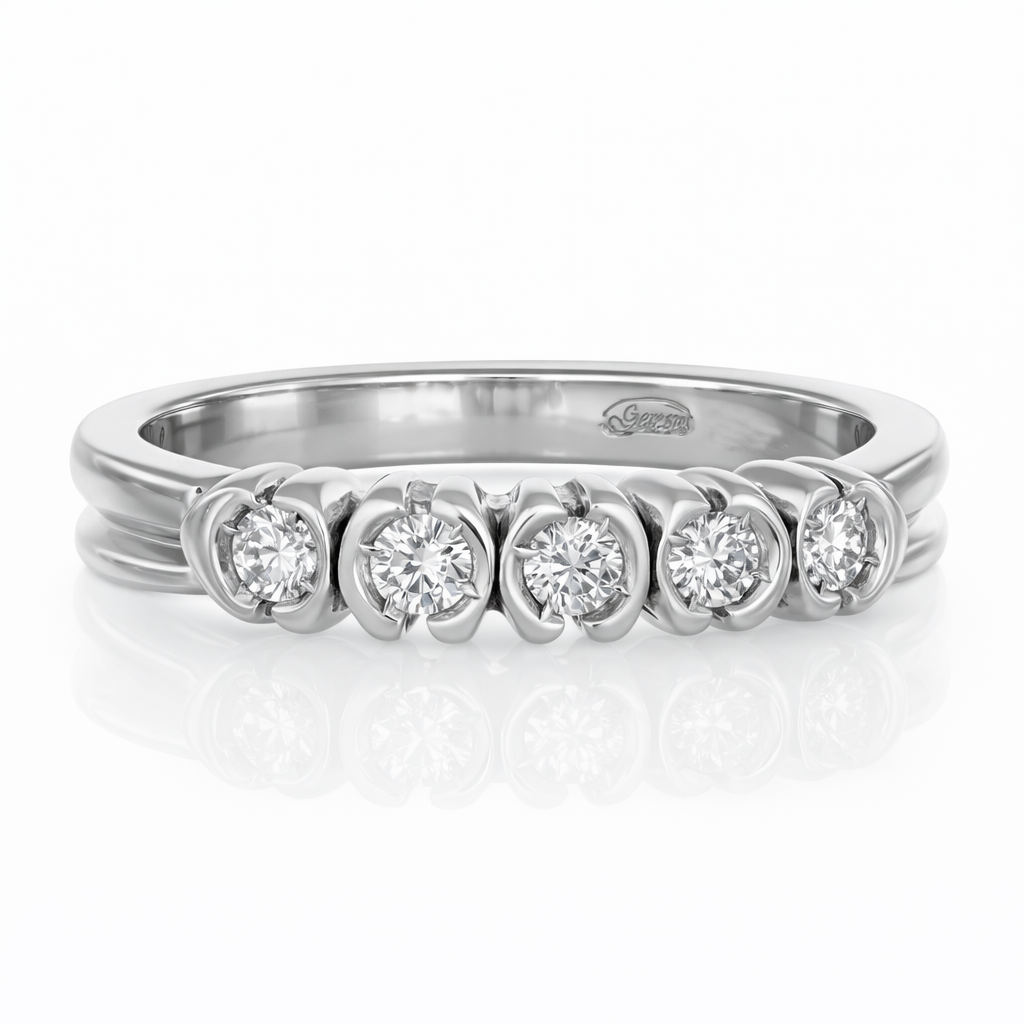 Anello - 18 carati Oro bianco Diamante (Naturale)