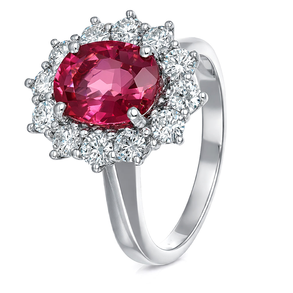 Anello - 18 carati Oro bianco - 2.75ct. tw. Tormalina - Diamante