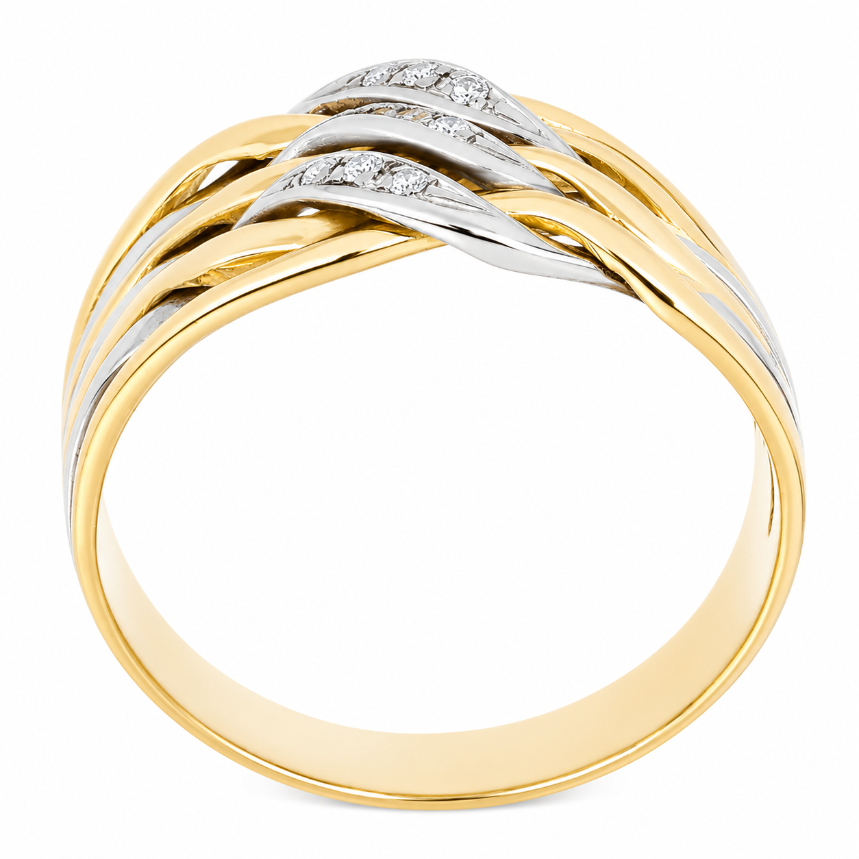 Anello - 18 carati Oro bianco, Oro giallo - 0.135ct. tw. Diamante (Naturale) - Made in Italy - Handmade