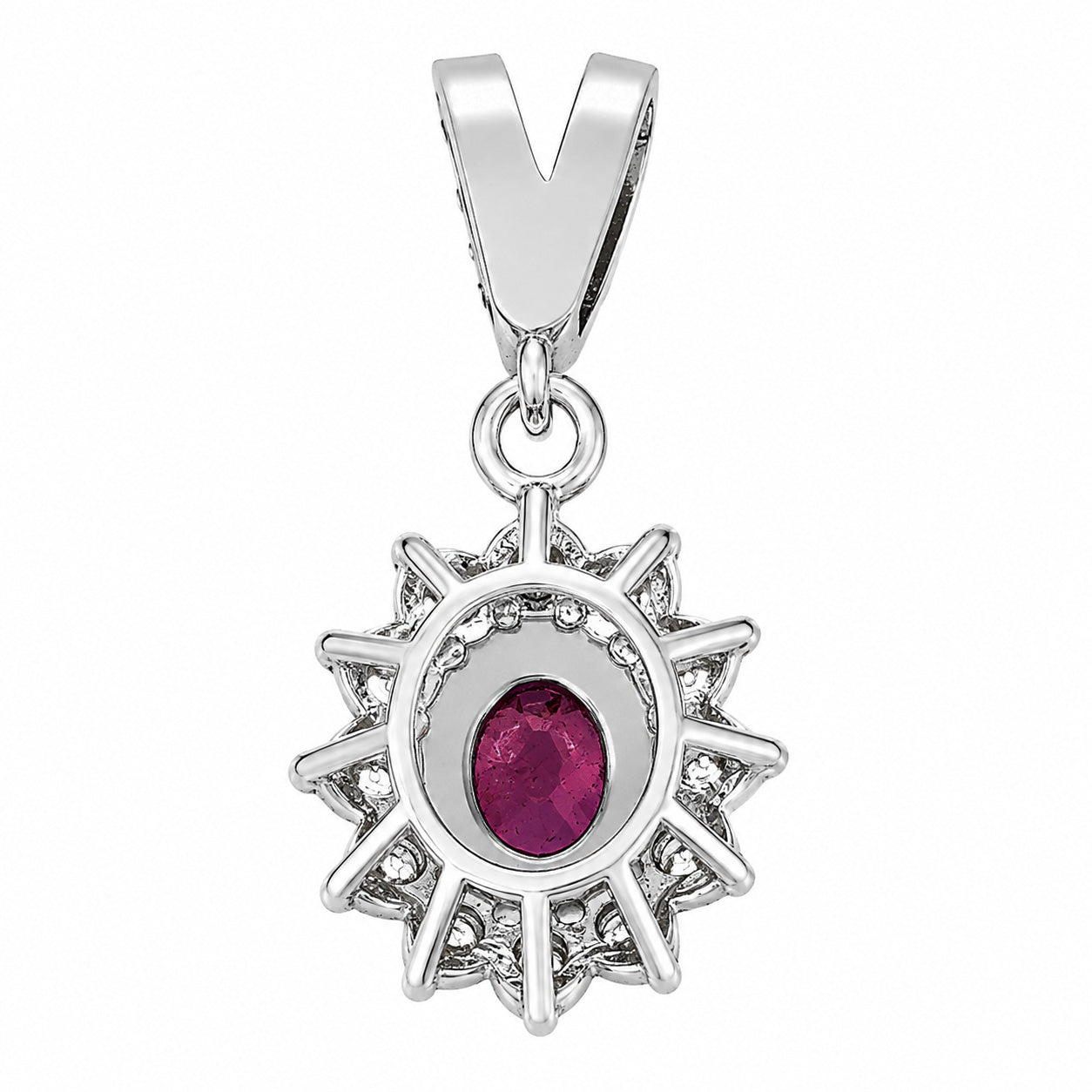 Ciondolo - 14 carati Oro bianco - 1.41ct. tw. Rubino - Diamante - Handmade - Made in Italy