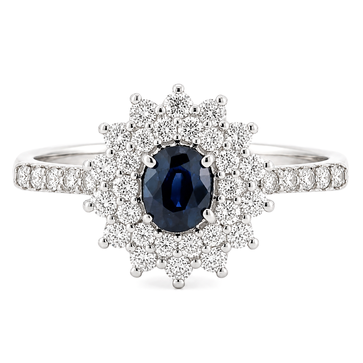Anello - 18 carati Oro bianco- 0.73ct. tw. Zaffiro - Diamante - Made in Italy - HandMade