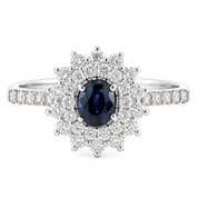 Anello - 18 carati Oro bianco- 0.73ct. tw. Zaffiro - Diamante - Made in Italy - HandMade