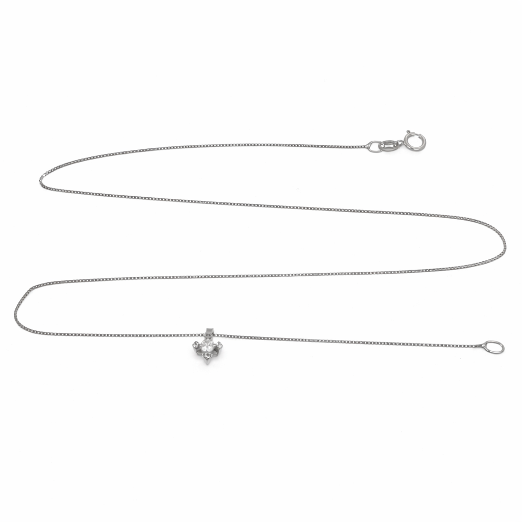 Collana con ciondolo - 18 carati Oro bianco - 0.05ct. tw. Diamante (Naturale)
