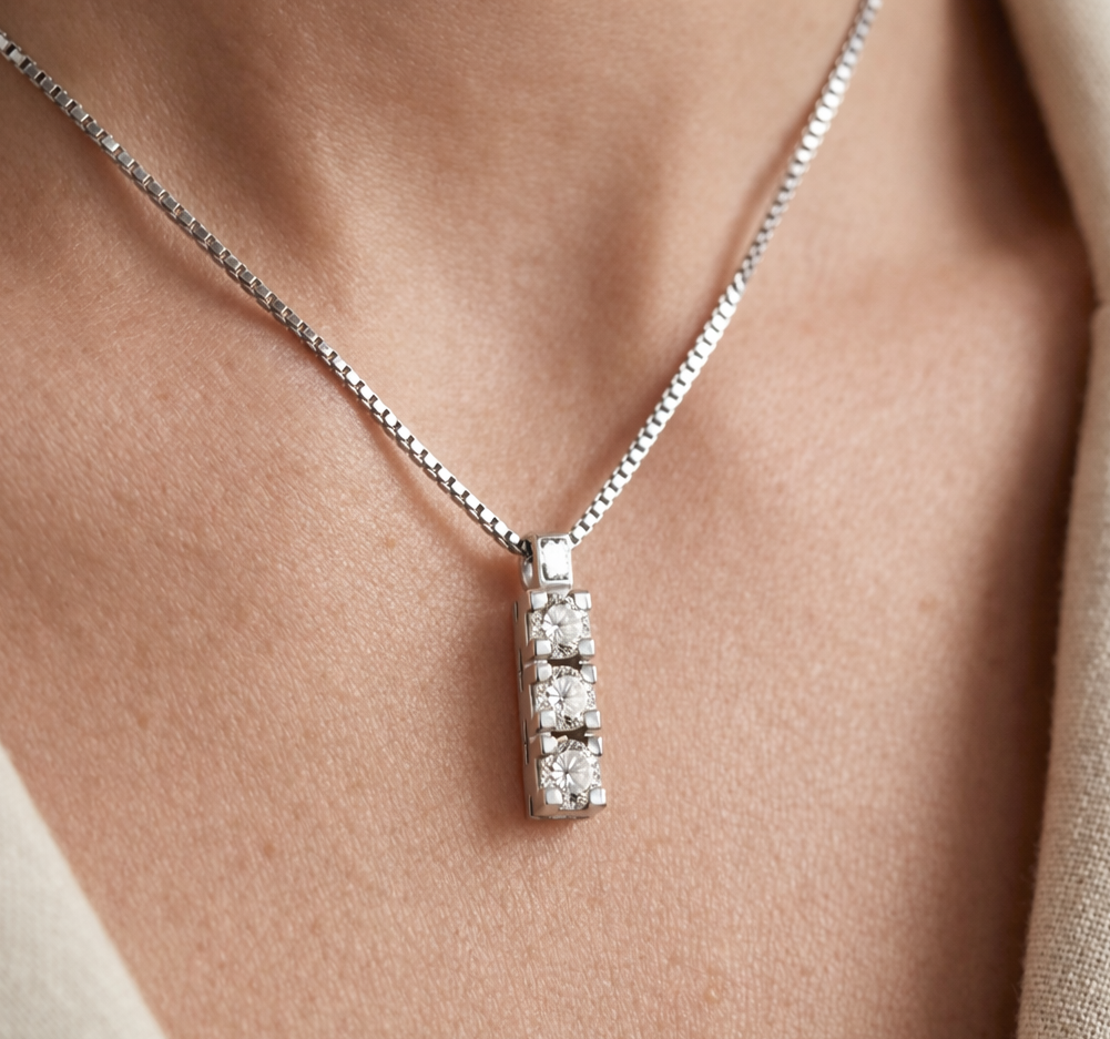 Collana con ciondolo - 18 carati Oro bianco - 0.66ct. tw. Diamante (Naturale)