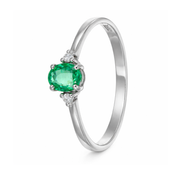 Anello - 18 carati Oro bianco Smeraldo - Diamante