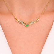 Collana con ciondolo - 18 carati Oro bianco, Oro giallo - 0.27ct. tw. Smeraldo - Diamante
