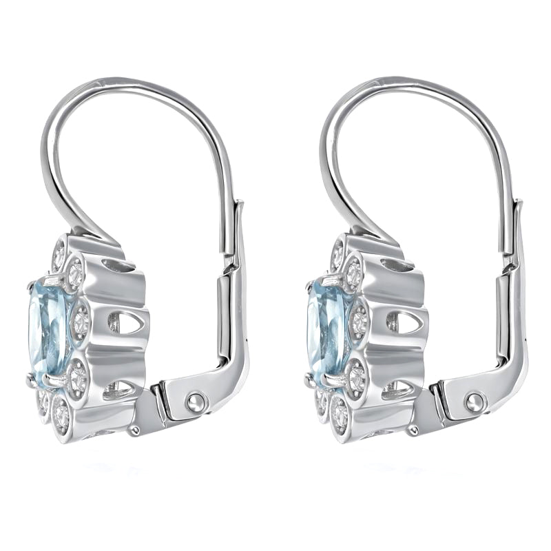 Orecchini - 18 carati Oro bianco - 1.14ct. tw. Acquamarina - Diamante