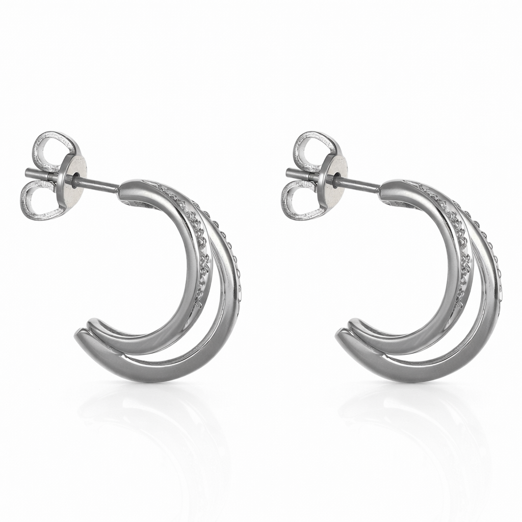 Orecchini - 18 carati Oro bianco - 0.08ct. tw. Diamante (Naturale)