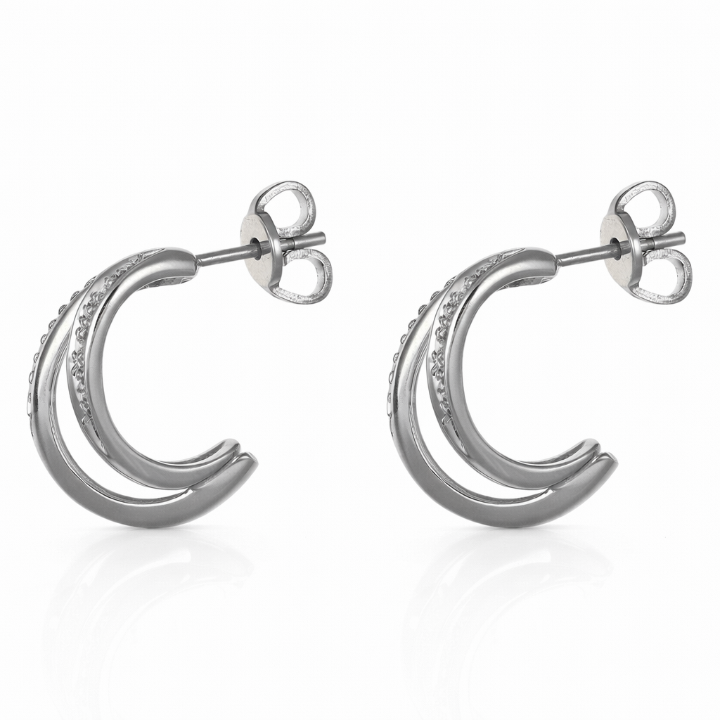 Orecchini - 18 carati Oro bianco - 0.08ct. tw. Diamante (Naturale)
