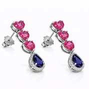 Orecchini - 18 carati Oro bianco, Diamanti - 5.24ct. tw. Tormalina - Iolite