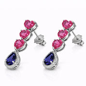 Orecchini - 18 carati Oro bianco, Diamanti - 5.24ct. tw. Tormalina - Iolite