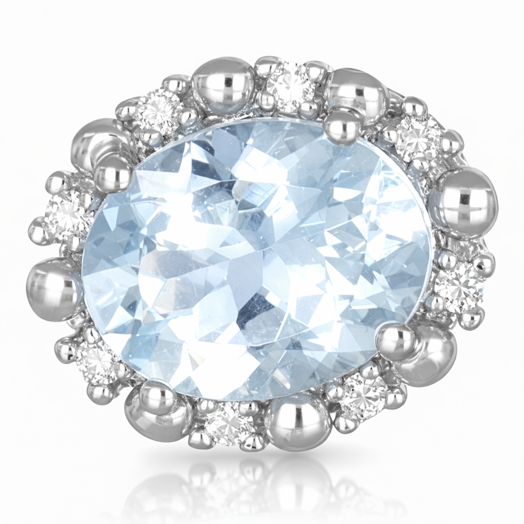 Orecchini - 18 carati Oro bianco - 2.24ct. tw. Acquamarina - Diamante