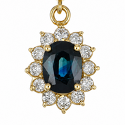 Ciondolo - 14 carati Oro giallo - 1.29ct. tw. Zaffiro - Diamante - Handmade - Made in Italy