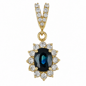 Ciondolo - 14 carati Oro giallo - 1.29ct. tw. Zaffiro - Diamante - Handmade - Made in Italy