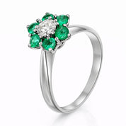 Anello - 18 carati Oro bianco - 0.85ct. tw. Smeraldo - Diamante