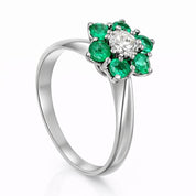 Anello - 18 carati Oro bianco - 0.85ct. tw. Smeraldo - Diamante