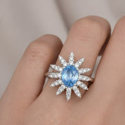 Anello - 18 carati Oro bianco - 2.15ct. tw. Acquamarina - Diamante