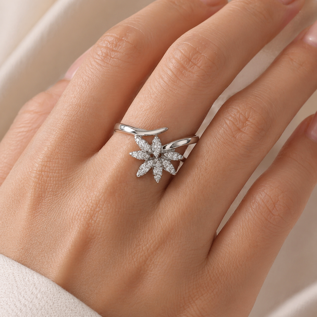 Anello - 18 carati Oro bianco - 0.24ct. tw. Diamante (Naturale)