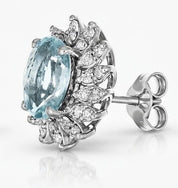 Orecchini - 18 carati Oro bianco - 2.60ct. tw. Acquamarina - Diamante - made in Italy - handmade