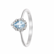 Anello - 18 carati Oro bianco - 0.41ct. tw. Acquamarina - Diamante