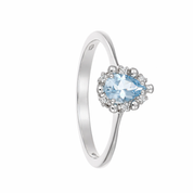 Anello - 18 carati Oro bianco - 0.41ct. tw. Acquamarina - Diamante