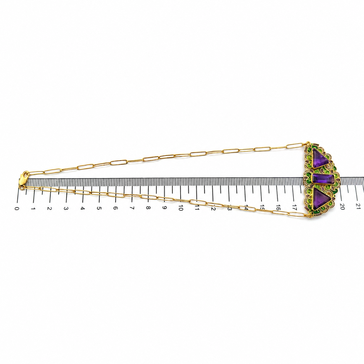 Collana con ciondolo - 18 carati Oro giallo - 10.80ct. tw. Ametista - Made inItaly - Handmade