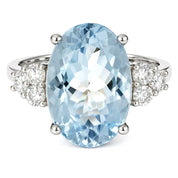 Anello - 18 carati Oro bianco Acquamarina - Diamante