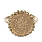 Anello - 18 carati Oro giallo, moneta Messico 2 Peso