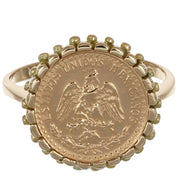 Anello - 18 carati Oro giallo, moneta Messico 2 Peso