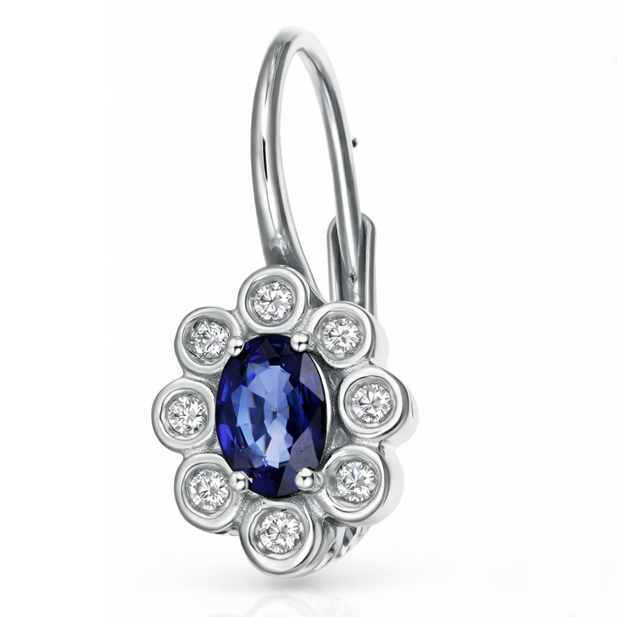 Orecchini - 18 carati Oro bianco - 1.79ct. tw. Zaffiro - Diamante
