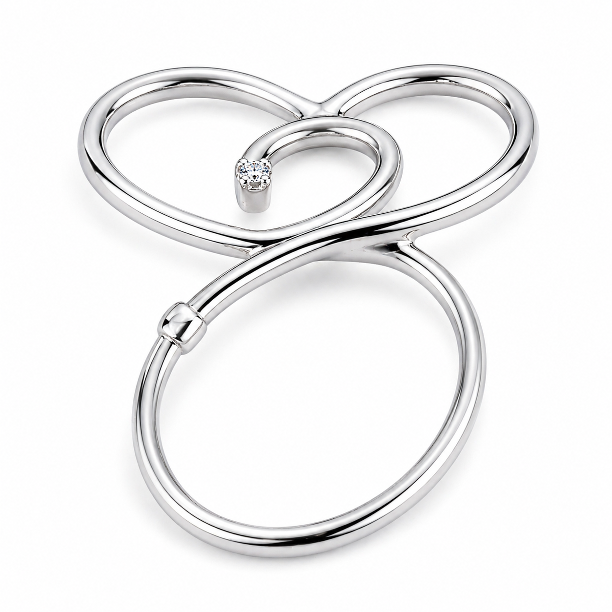 Anello - 18 carati Oro bianco - 0.01ct. tw. Diamante (Naturale)