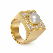 Anello - 18 carati Oro giallo - 0.60ct. tw. Diamante (Naturale) - Perla