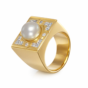 Anello - 18 carati Oro giallo - 0.60ct. tw. Diamante (Naturale) - Perla