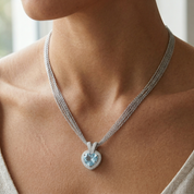 Collana con ciondolo - 18 carati Oro bianco - 12.80ct. tw. Acquamarina - Diamante - Made in Italy - Handmade