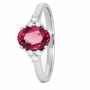 Anello - 18 carati Oro bianco - 1.65ct. tw. Tormalina - Diamante