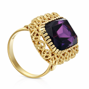 Anello - 18 carati Oro giallo - 12.00ct. tw. Ametista