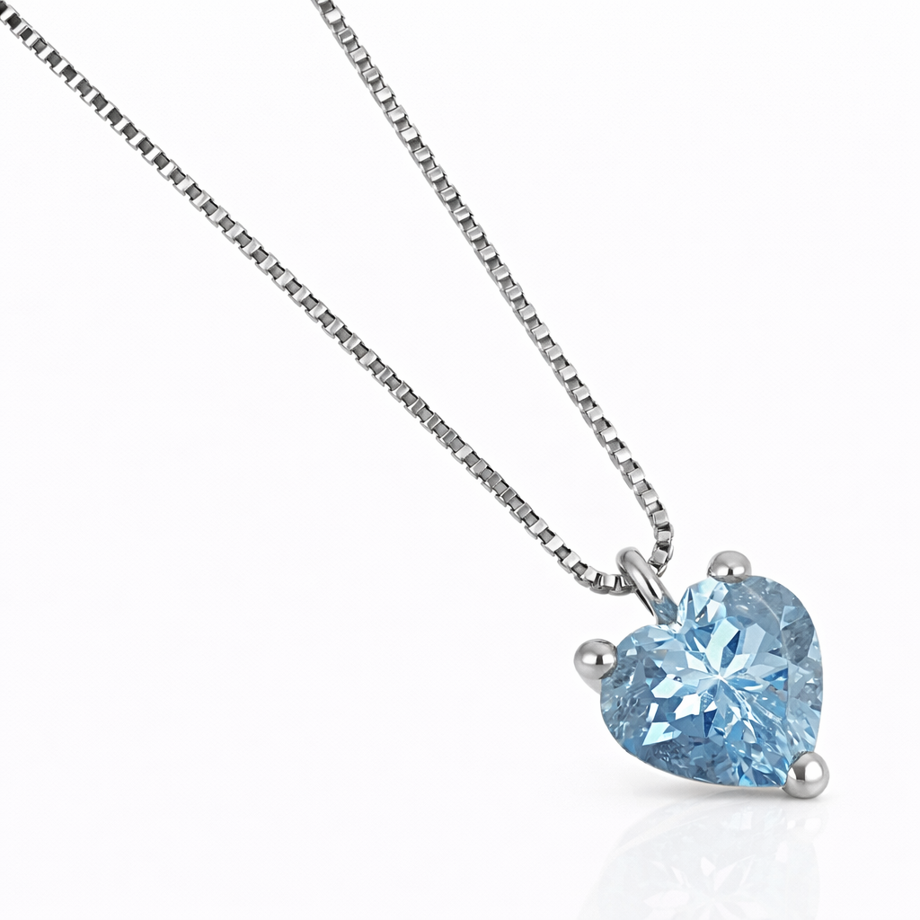 Collana con ciondolo - 18 carati Oro bianco - 0.50ct. tw. Acquamarina