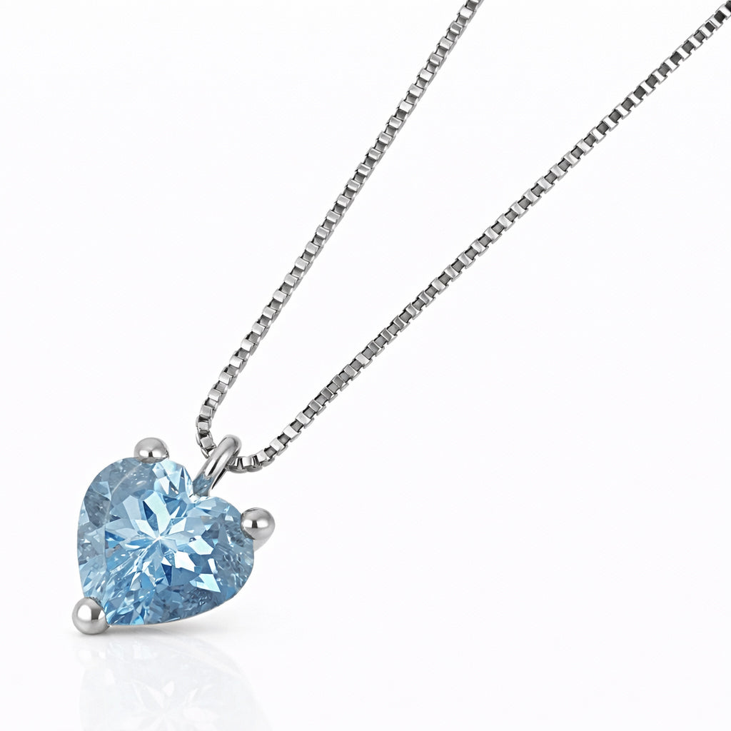 Collana con ciondolo - 18 carati Oro bianco - 0.50ct. tw. Acquamarina