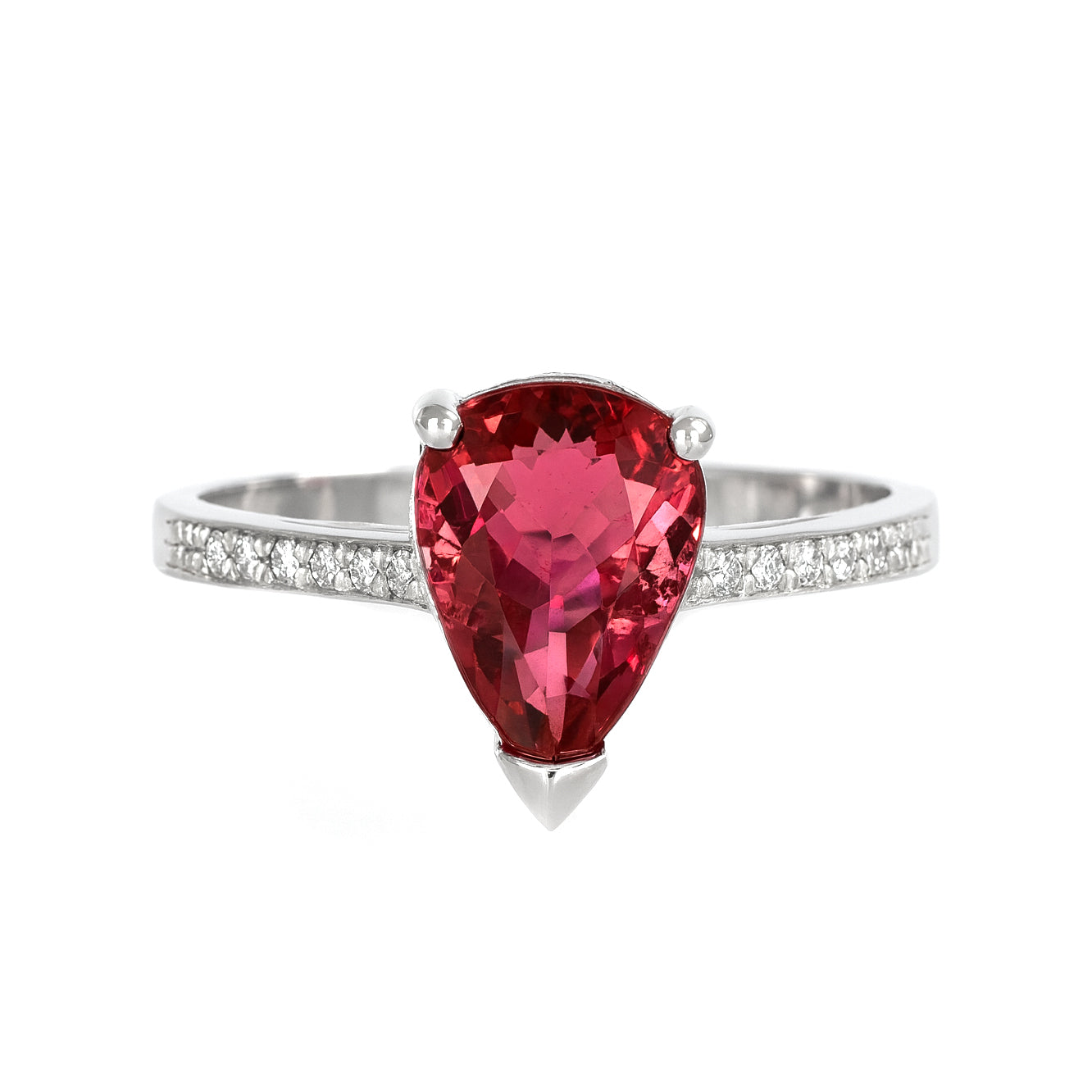 Anello - 18 carati Oro bianco - 2.68ct. tw. Tormalina - Diamante